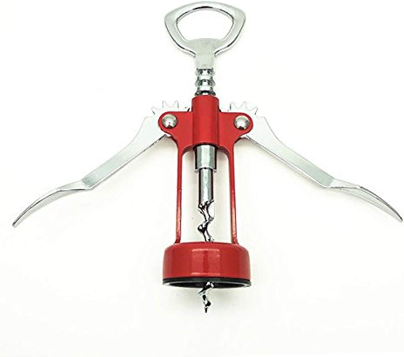 XMHF Italianism Wing Corkscrew Wine Opener, Rubber-touch Finish For Non-slip, Comfort Grip Red