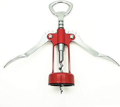XMHF Italianism Wing Corkscrew Wine Opener, Rubber-touch Finish For Non-slip, Comfort Grip Red