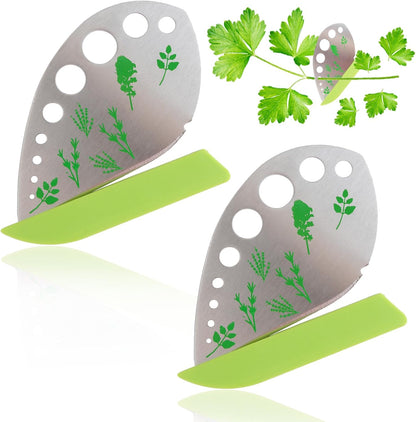 2pcs Herb Stripper Tool - 9 Different Size Holes for Stripping Various Vegetable Leaves, Stainless Steels Herbd Destemmer,Unique Kitchen Gadgets for Home Cooks