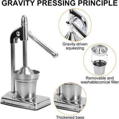 Cast Iron Juicer Hand Press,Effective Stainless Steel Manual Juicer Fruit Squeezer,Home and Kitchen Essentials, Heavy Duty Hand Press Juice Extractor for Fresh Lemonade Orange Juice, Easy to Use