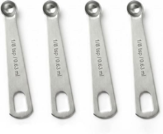 4 PCS 1/8 Teaspoon Measuring Spoon,Stainless Steel Mini Single Scoop,0.63mL Kitchen Tool for Home Cooks and Baking Kits