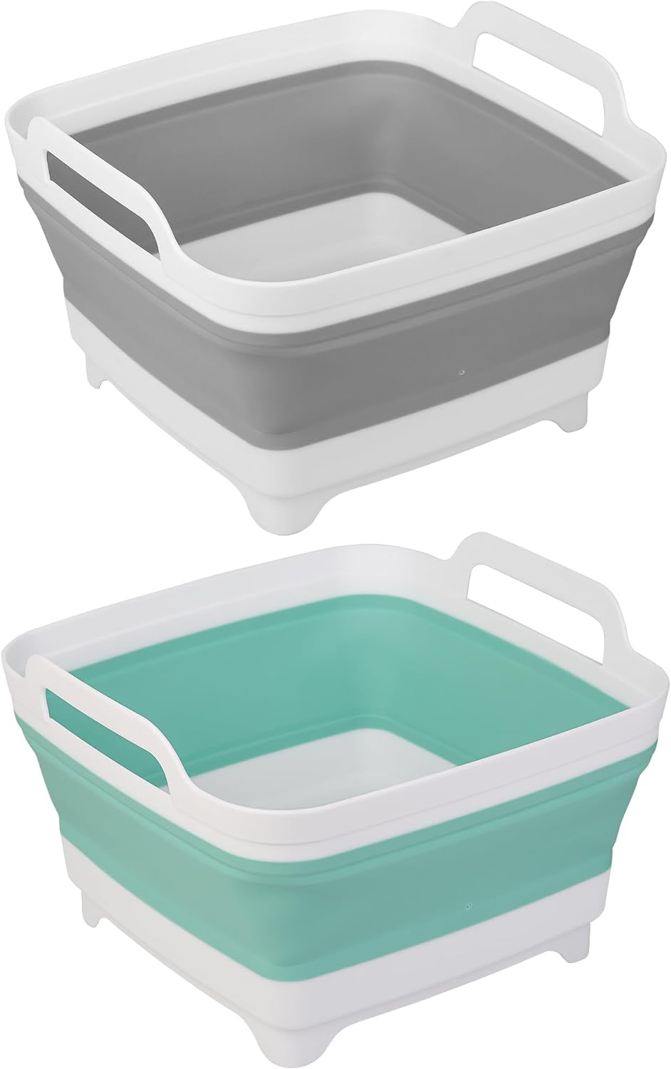 Tiawudi Dishpan for Washing Dishes, 2.4Gal/9L Wash Basin with Draining Plug Carry Handles, Collapsible Bucket for Cleaning, Portable Sink, Foldable Plastic Tub, 1PC