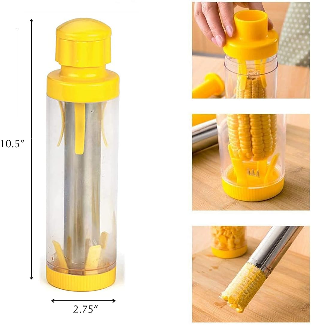 Safer Corn Thresher,Quick Corn Stripper,Stainless Steel Corn Cob Remover Cutter Corn Peeler,Removing Fresh Corn Kernels Tool,Manual Corn Threshing No Splatters,Practical Kitchen Gadgets,10.5 inch