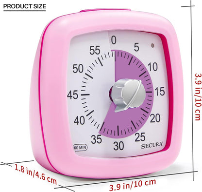 Secura 60-Minute Visual Timer, Silent Study Timer for Kids and Adults, Time Clocks, Time Management Countdown Timer for Teaching (Navy Blue & Navy Blue)