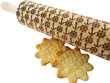 Embossing Rolling Pin SHELLS. Dough and Clay Roller for Embossed Cookies and Pottery. Cookie and Ceramic Stamp. Backing Gifts for Women by Algis Crafts