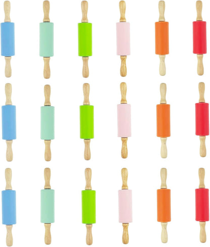 4 Pack Mini Small Rolling Pin 9 Inch Kids Rolling Pin Wooden Handle for Home Kitchen