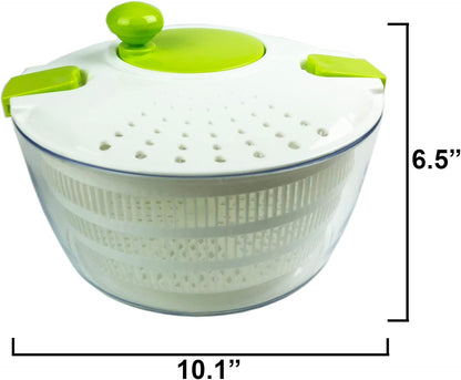 HUJI Salad Spinner and Mandoline Multifunctional Set, Vegetable Dryer With 6 Blades and Pouring Spout - 4L (2PK)