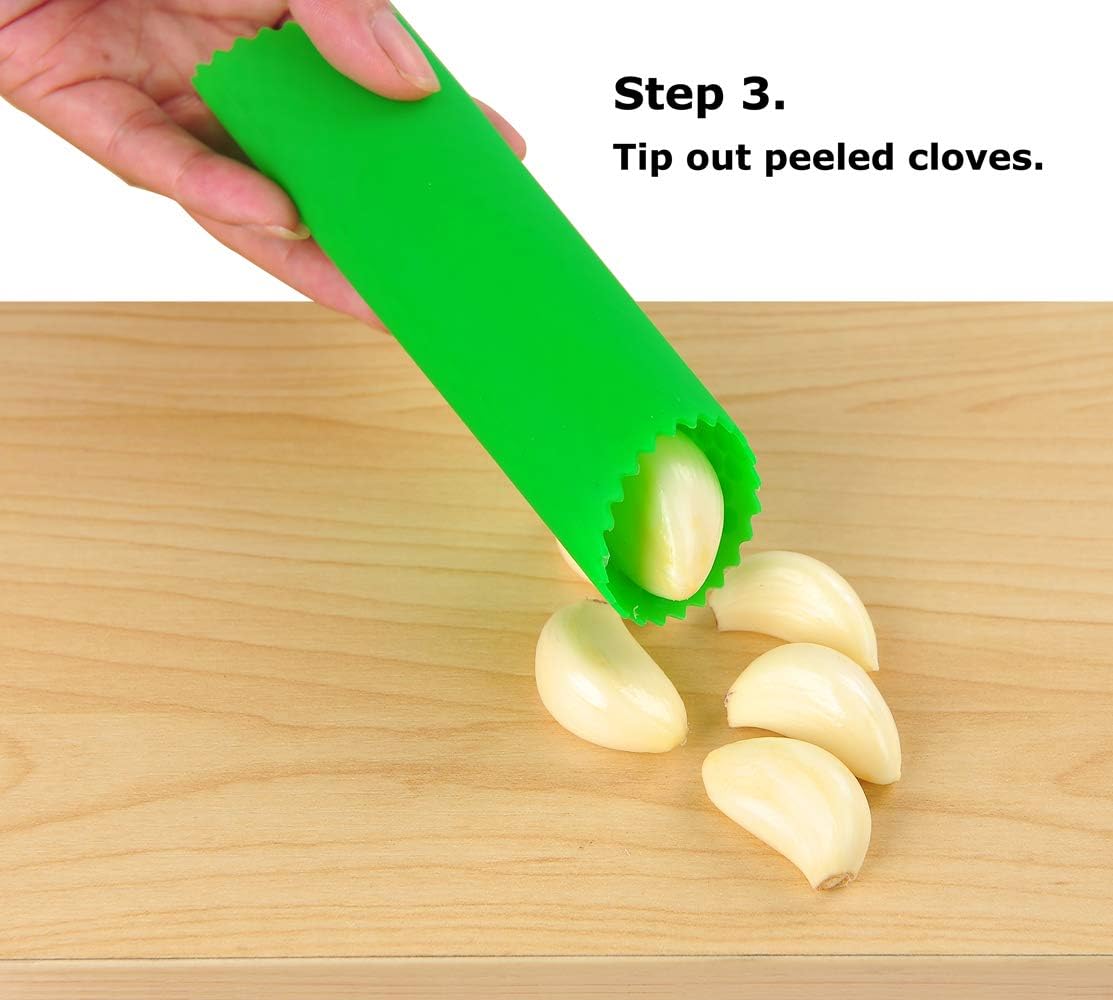 2 Set Silicone Garlic Peeler Easy Roller Tube Useful Garlic Odorfree Kitchen Tool (Black,Clear)