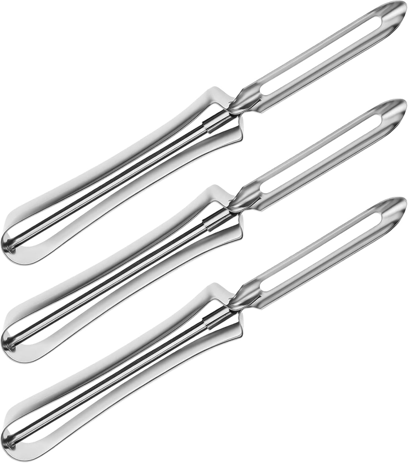 3 Pack Stainless Steel Vegetable Peeler, Stainless Steel Potato Peelers with Swivel Blade & Ergonomic Handle, Metal Potatoes Peeler for Vegetables, Fruits, Dishwasher Safe