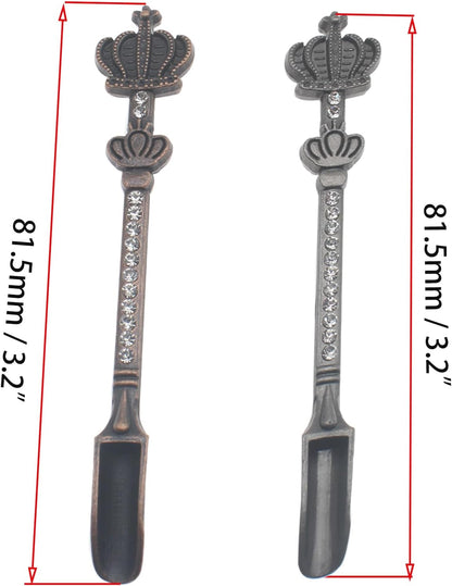 Mini Powder Medicine Scoop 2pcs Metal Shovel Spoon Shovel Scoop with Crystal for Bottle Home Supplies (Antique silver + Bronze)
