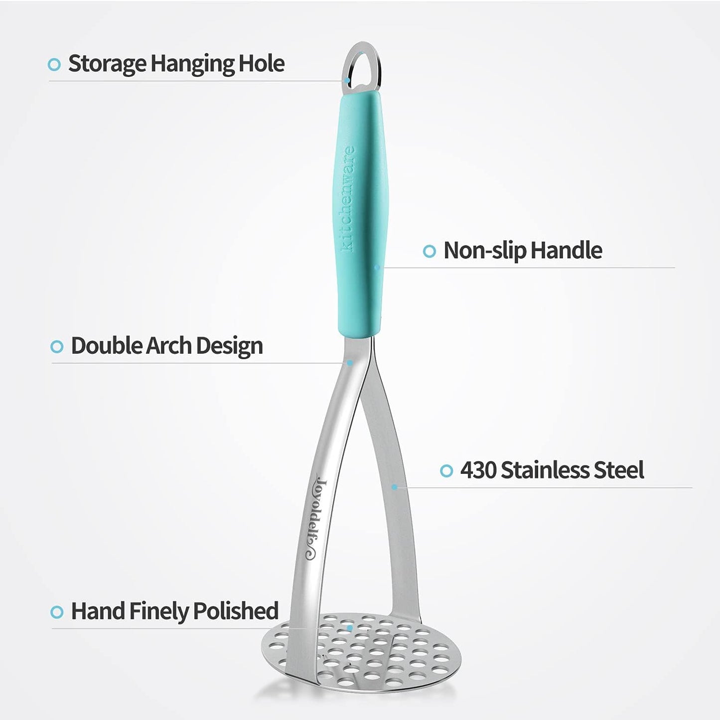 Joyoldelf Heavy Duty Stainless Steel Potato Masher with Potato Peelers, Masher Kitchen Tool & Food Masher/Potato Smasher with Silicone Handle, Perfect for Bean, Vegetable, Fruits, Avocado, Meat