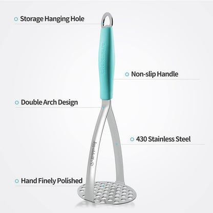 Joyoldelf Heavy Duty Stainless Steel Potato Masher with Potato Peelers, Masher Kitchen Tool & Food Masher/Potato Smasher with Silicone Handle, Perfect for Bean, Vegetable, Fruits, Avocado, Meat