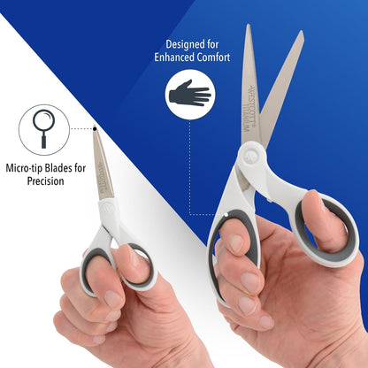 Westcott 5-Inch Micro-Tip Fabric Scissors with Titanium-Bonded Blades - Craft Scissors for Paper and Fabric, Sewing, and More