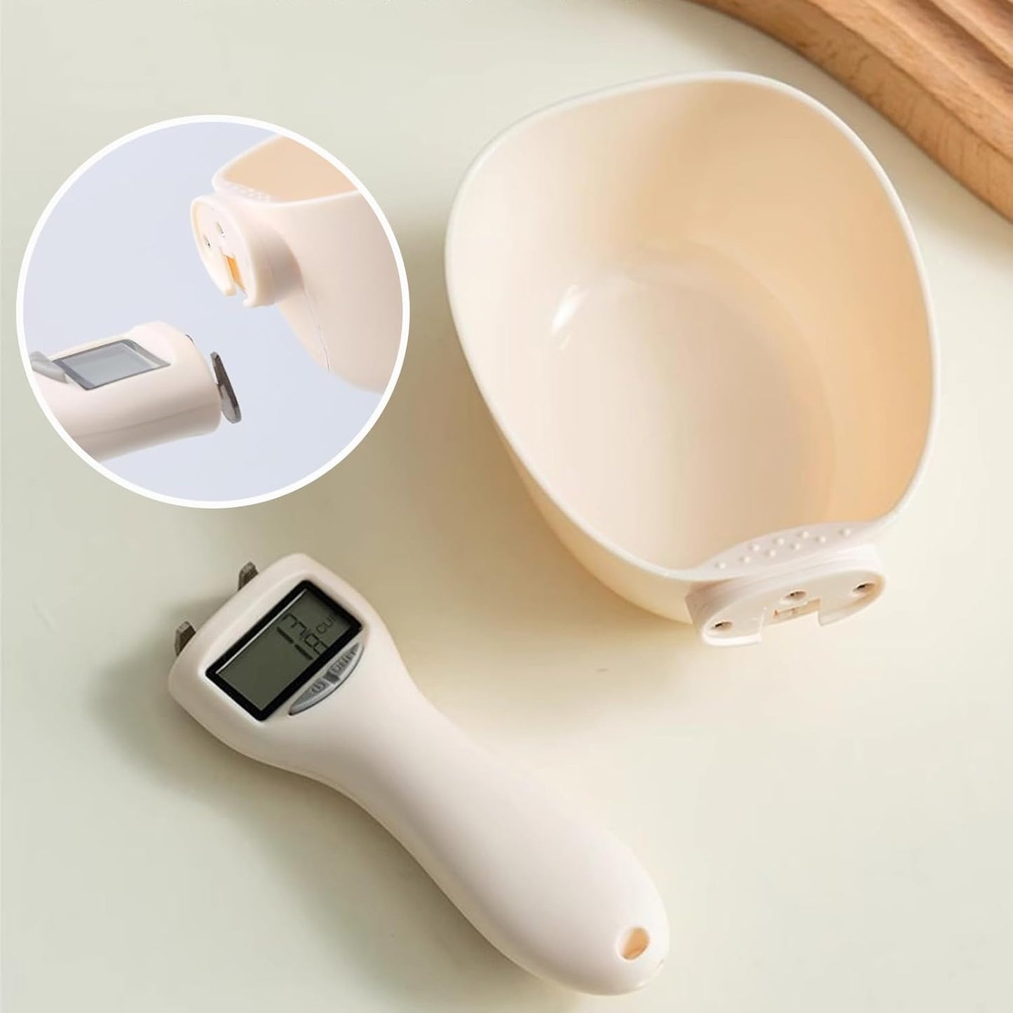 Digital Measuring Spoon Scale, Electronic Kitchen Measuring Spoon Scale for Cooking Baking, Grams and Ounces, Smart Adjustable Measure Cup with LCD Screen for Home Cooks Bakers Pet Owners