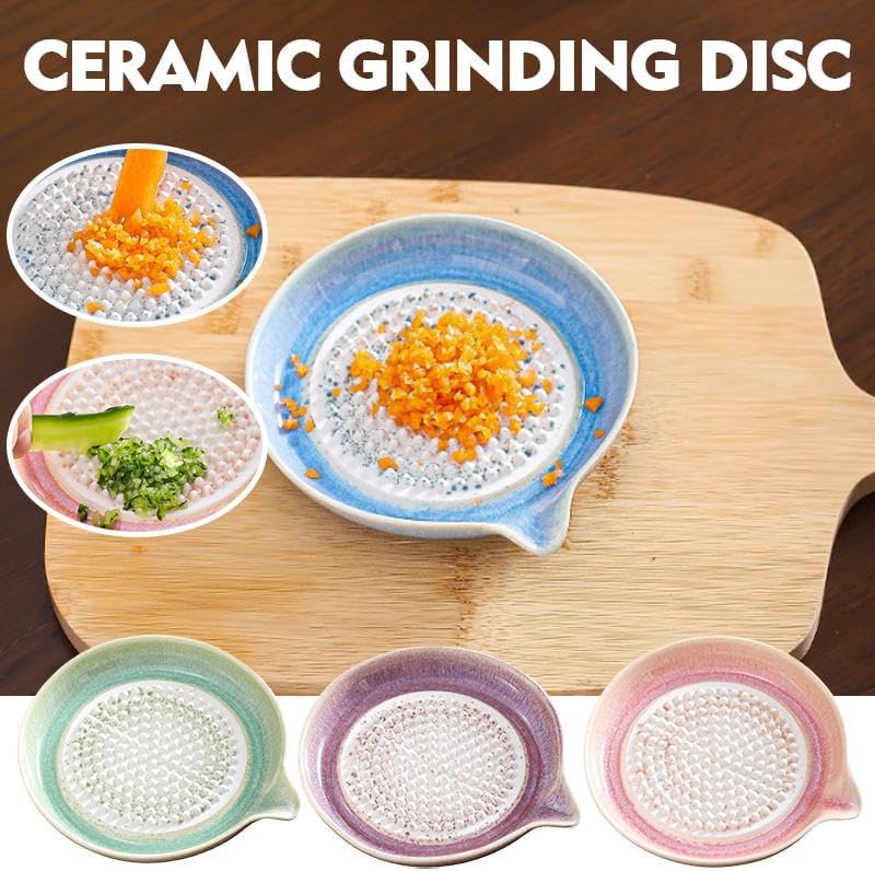 Premium Ceramic Garlic Grater Plate,Exquisitely Handcrafted Ginger Grater Plate,Modern Design Multipurpose Grinder Plates Burnishing Machine for Fruits Vegetables Ginger Garlic Onion (White)