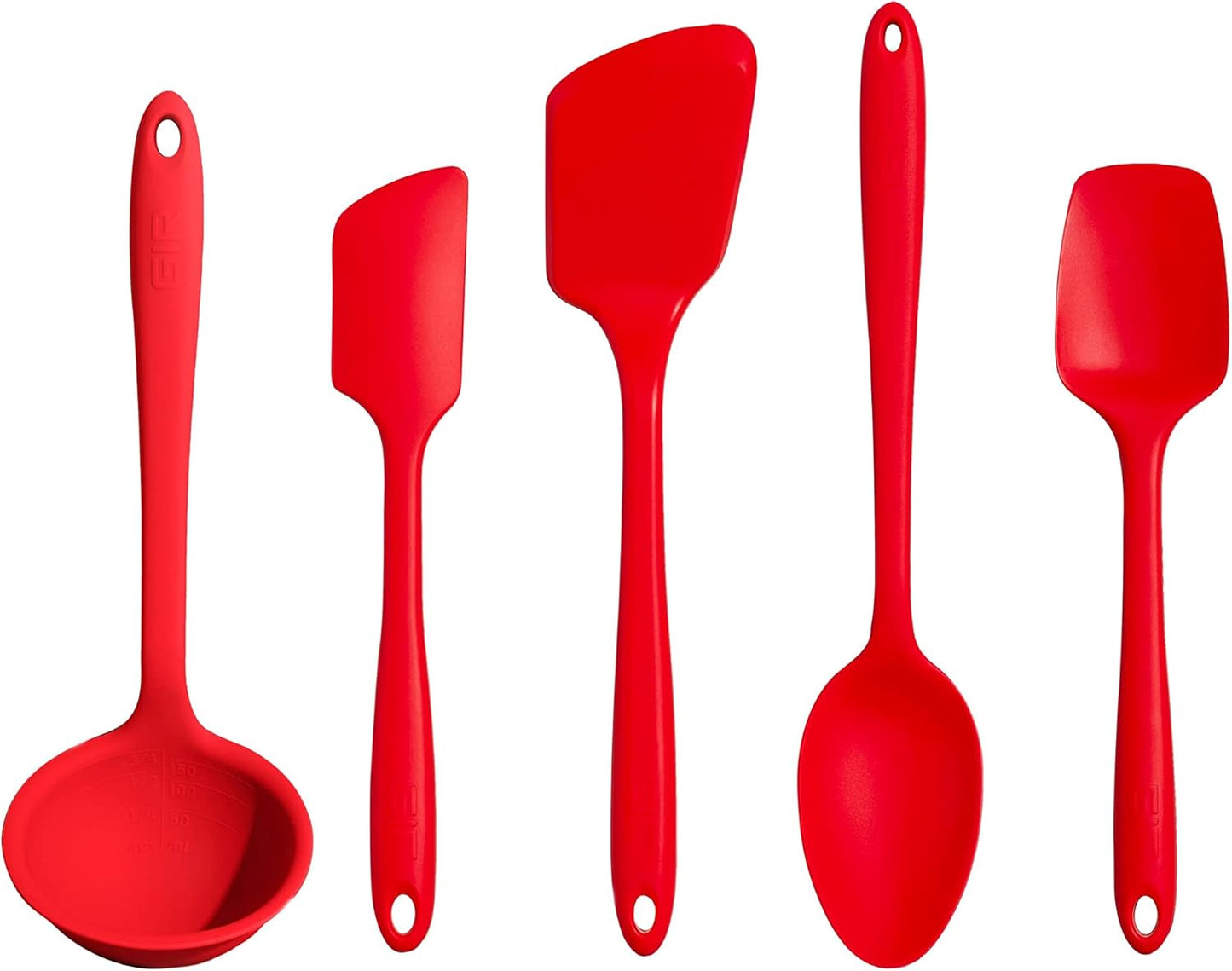 GIR: Get It Right 5-Piece Silicone Ultimate Kitchen Utensils Set - Ladle, Spatula, Flip, Spoon & Spoonula - Non-Toxic Cooking Utensils for Nonstick Cookware, Cooking and Baking - Black