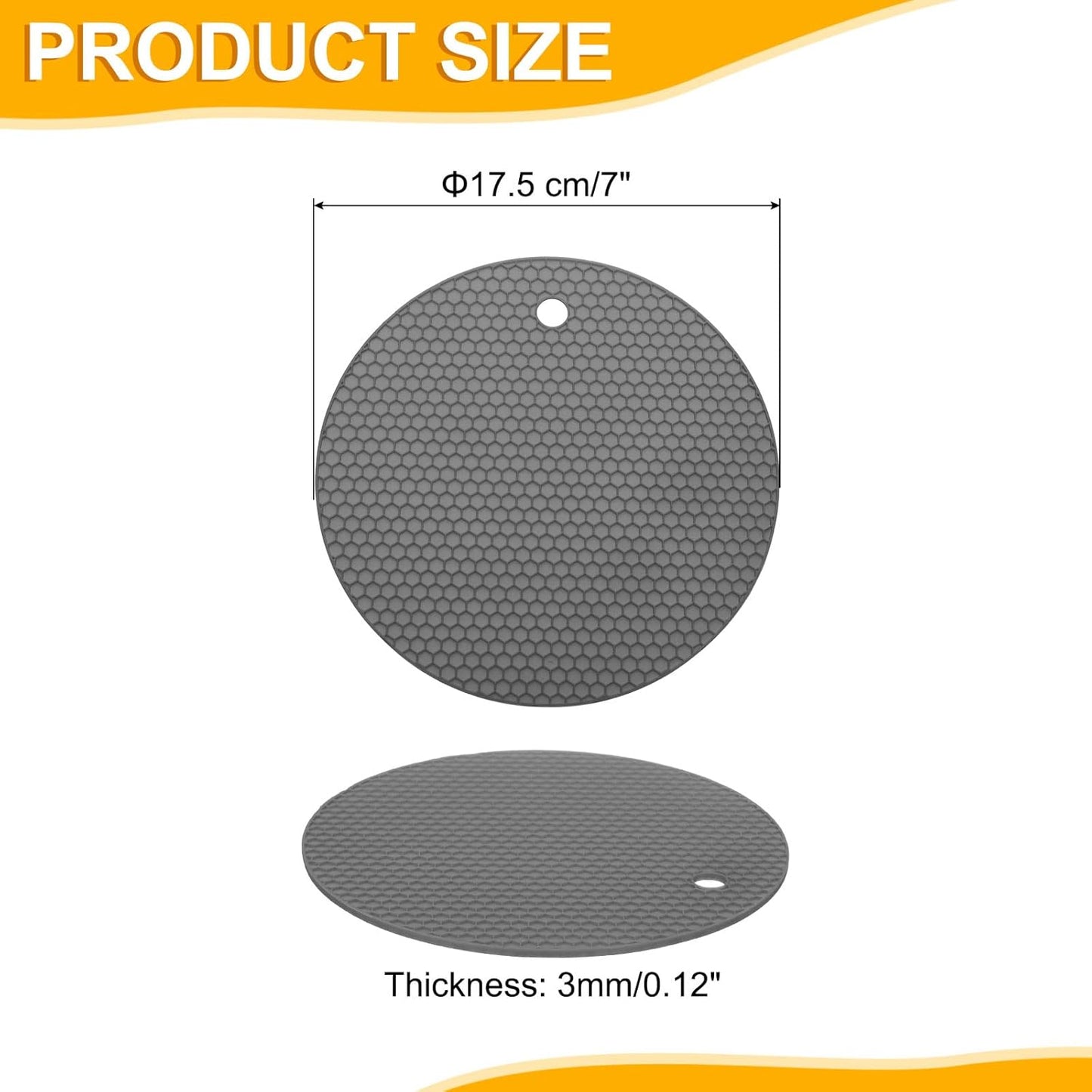 uxcell 3pcs Silicone Jar Opener Pads, 17.5cm/7" Texture Can Opener Multipurpose Round Bottle Lid Opener Non-Slip Coasters for Weak Hands Seniors Children, Orange, Blue, Gray