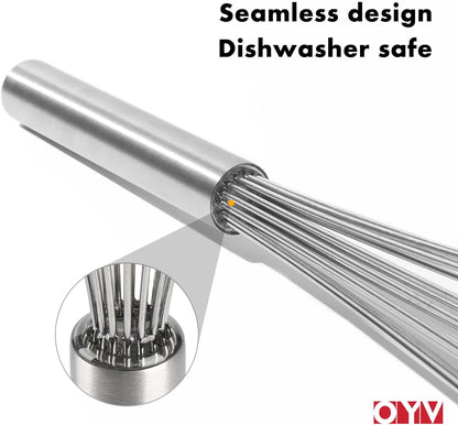 OYV 18/10 Stainless Steel Whisk, Ergonomic Handle, Dishwasher Safe Metal whisk, Professional Whisk for Kitchen Cooking, Perfect for Blending, Whisking, Baking, and Beating, 10-Inch Wire Wisk
