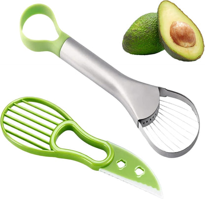 2-Piece Kitchen Gadget Set for Avocado Preparation, Avocado Slicer Tool, Avocado Cutter with Stainless Steel Blade, Ergonomic Handle Design for Easy Slicing and Pitting