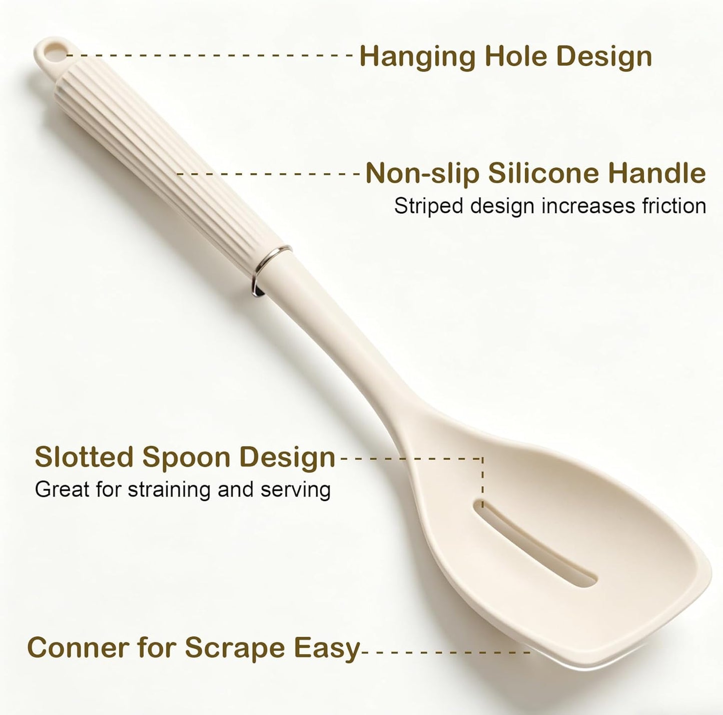 2 Pack Silicone Cooking Spoon Spatulas, Non Stick Large Rubber Spoon Set for Mixing, Serving, Draining, Scraping, 13Inch Heat Resistant Kitchen Utensils, Green+Grey
