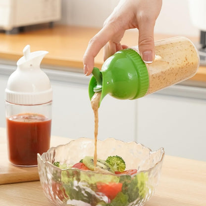 Wokyo Salad Dressing Shaker, Homemade Salad Dressing Bottle Mixer Measure Dripless Pour, Leak-free, Soft Grip, Dishwasher Safe BPA Free (Green)
