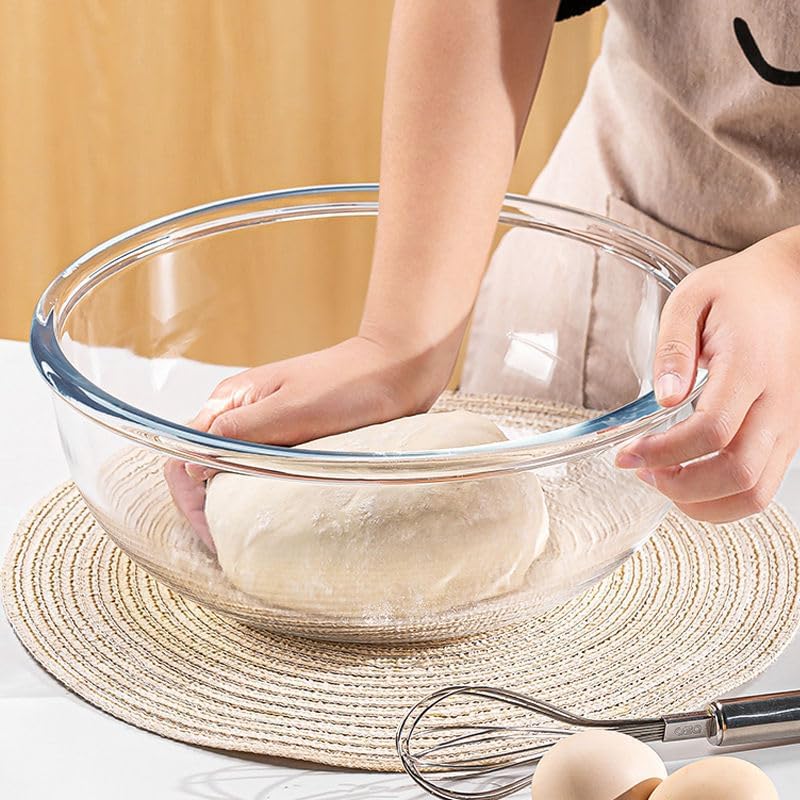 Large Glass Bowl for Sourdough Bread Making 6 QT Glass Mixing Bowl for Sourdough Bread with Lid Clear Breads Proofing Bowl with Covers Ideal for Kitchen Storage