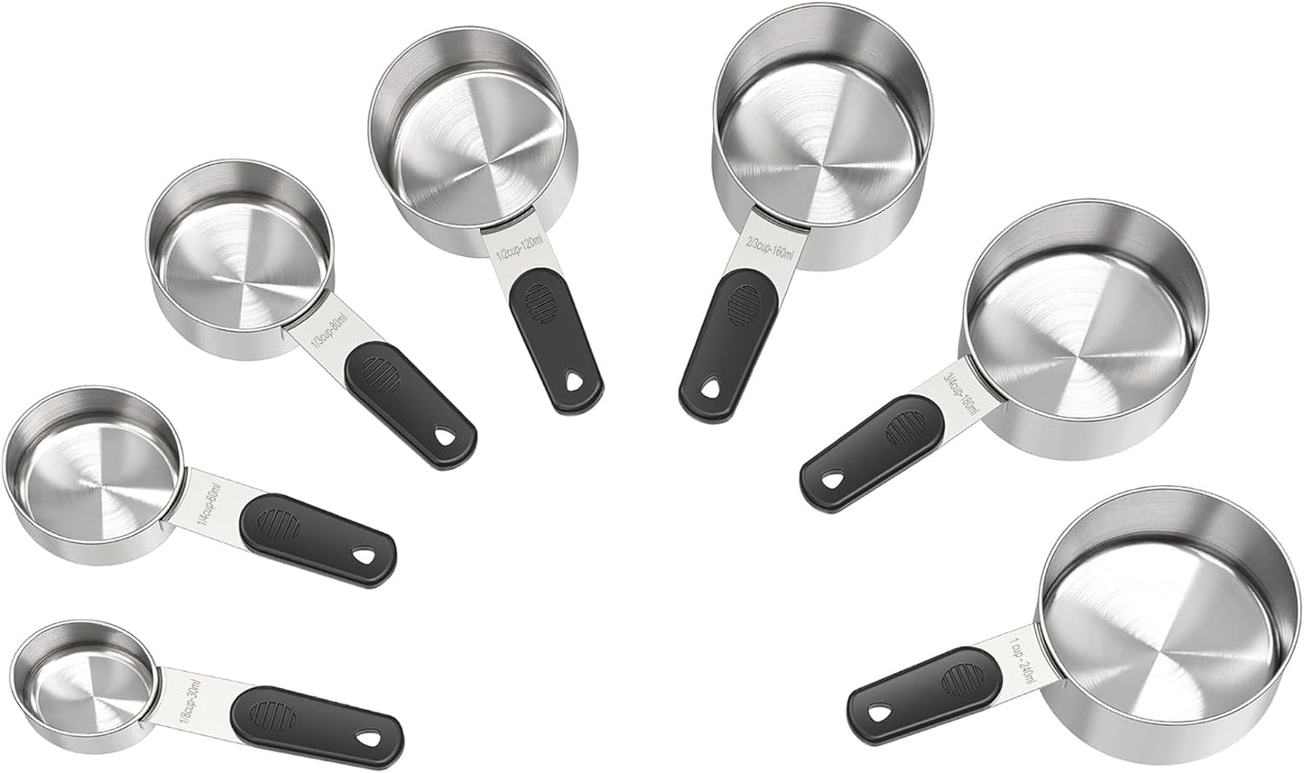 Magnetic Handles 5 Piece Stainless Steel Measuring Cups, Black, Kitchen Gadgets for Measure Liquid and Dry Ingredients, Cooking & Baking