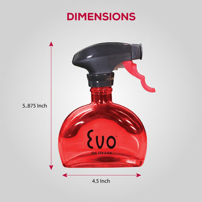 Evo Glass Oil Sprayer, Non-Aerosol For Olive Oil, Cooking Oils And Vinegars, Green, 6-Ounce Capacity, For Grilling, Roasting, Air Frying, Baking And Salad Prep
