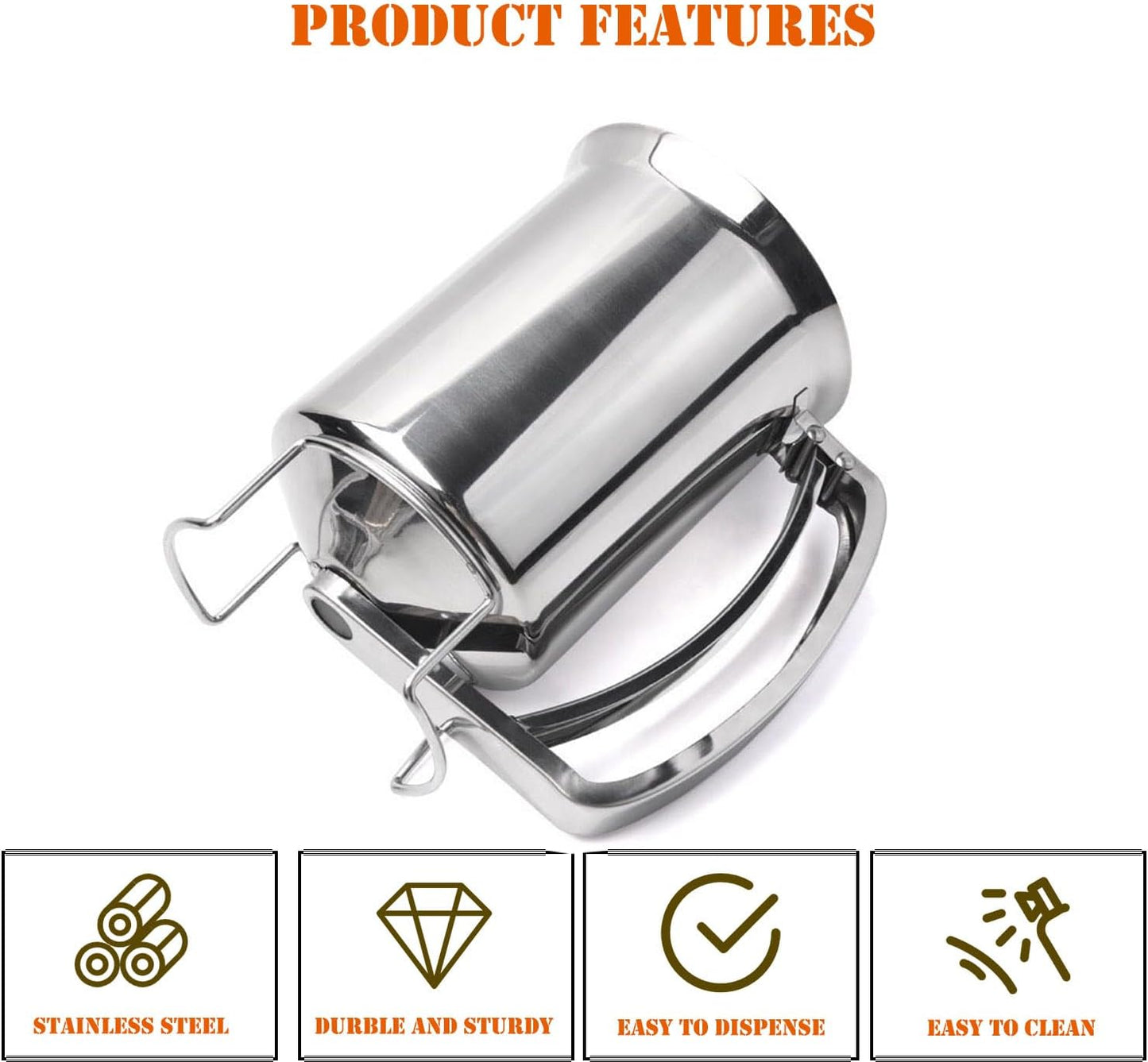 Stainless Steel Pancake Batter Dispenser, Batter Dispenser with Squeeze Handle, Professional Pancake Dispenser for Pancakes, Cupcakes, Muffins and Waffles (800ml)