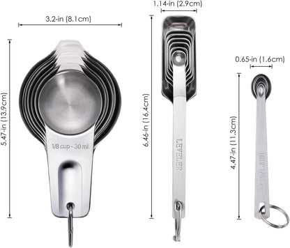 20PCS Measuring Cups and Spoons Set, Stainless Steel Stackable Nesting Measuring Set with Leveler for Baking, Cooking, Dry & Liquid Ingredients