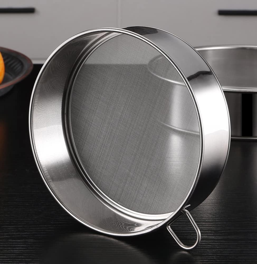 Flour Sifter Round Flour Sieve Strainer with 40 Mesh Premium Rustproof Stainless Steel Fine Mesh for Baking 7.87 inch x 1.97 inch