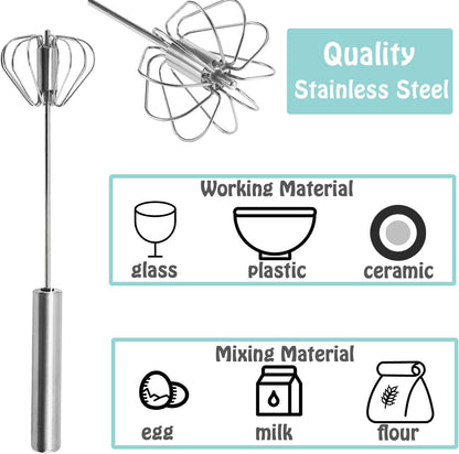 Semi-automatic Whisk, Stainless Steel Egg Beater, Hand Push Rotary Whisks Mixer Stirrer for Making Cream, Whisking, Beating and Stirring (3 Color)