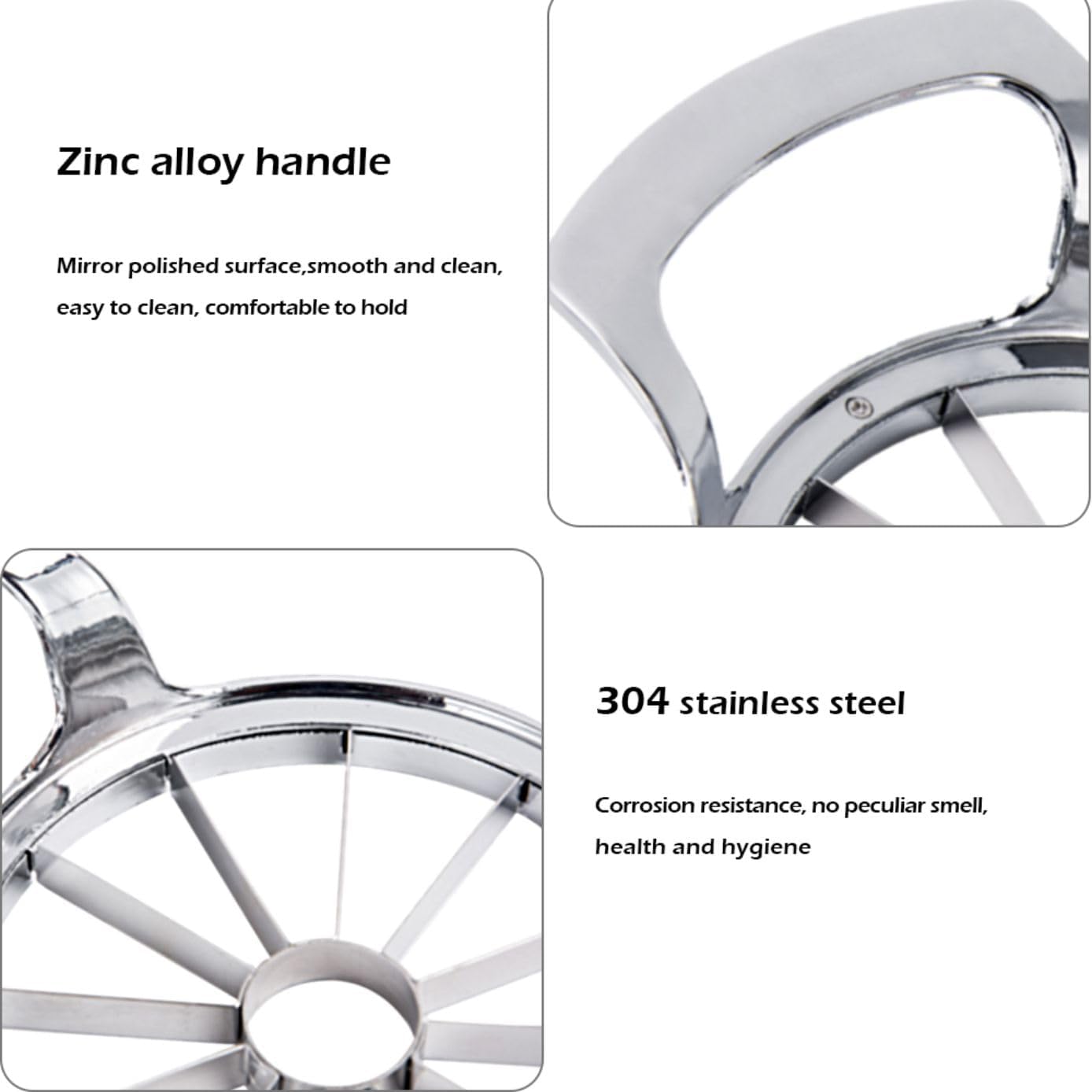 LIIGEMI Apple Cutter Slicer,12-Blade Large Apple Corer，Heavy Duty Stainless Steel Apple Cutter and Divider，Non-slip frosted handle，Easy to Use （Frosted）