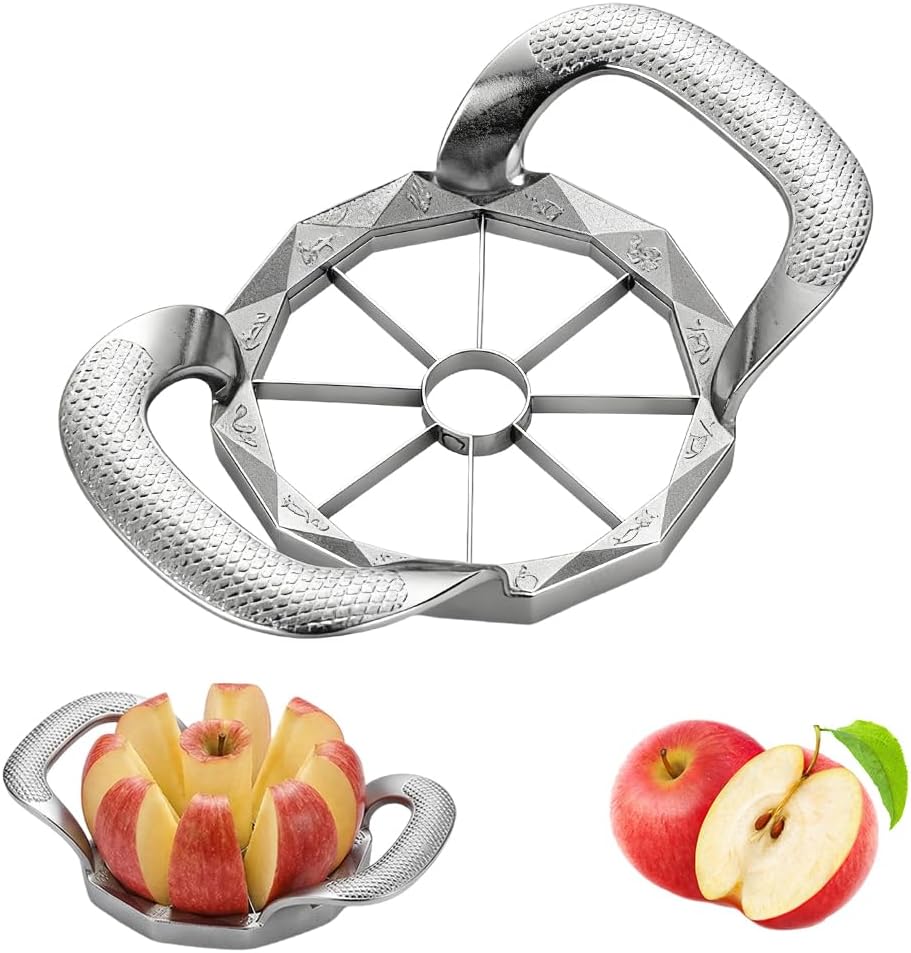 Apple Slicer and Corer, Heavy Duty Stainless Steel Apple Cutter and Corer, Apple Corer Tool, Easy to Use (8 Blades)