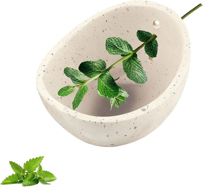 Ceramic Herb Stripper Bowl with Multiple Hole Sizes for Leaves and Stems, Small (white)