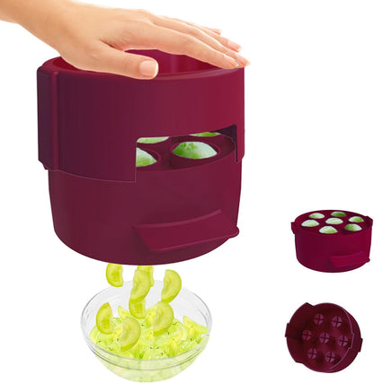 Grape Cutter Tool for Toddlers -Grape Slicer with 7 Individual Holes,Grape Tomato Strawberry Cutters Quarter Slicer tool For Fruits Salad Cake Decoration,Stainless Steel kitchen Gadget Fruit cutter