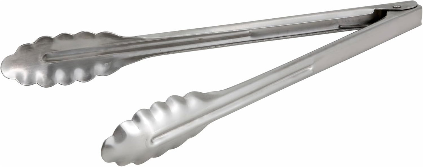 Winco Stainless Steel, Coiled Spring Utility Tong Heavyweight, 12-Inch, Medium