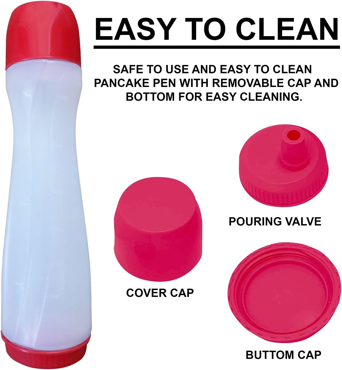 Bahoki Essentials Pancake Pen - Easy-Squeeze Batter Dispenser with Drip-Free Silicone Nozzle