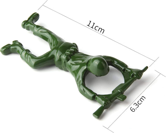 2pc-Creative 3D Army Man Bottle Opener,Unique Easy Opening Bottle Opener for Beer and beverage （Green ）