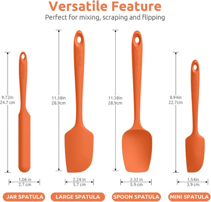 High Heat Resistant Silicone Spatula: U-Taste 600ºF Hot-Proof Food Grade Rubber Kitchen Baking Scraper, Flexible and Sturdy Cooking Utensil for Mixing Scraping in NonStick Cookware (4PCS, Multicolors)