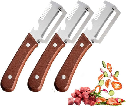 Premium Vegetable Peeler, Multi-Functional Vegetable Peeler with Wooden Handle and Bottle Opener, Kitchen Gadgets Tool for Fruit Pumpkin Peeling Carrot Potato Veggie Peeler (2PCS)
