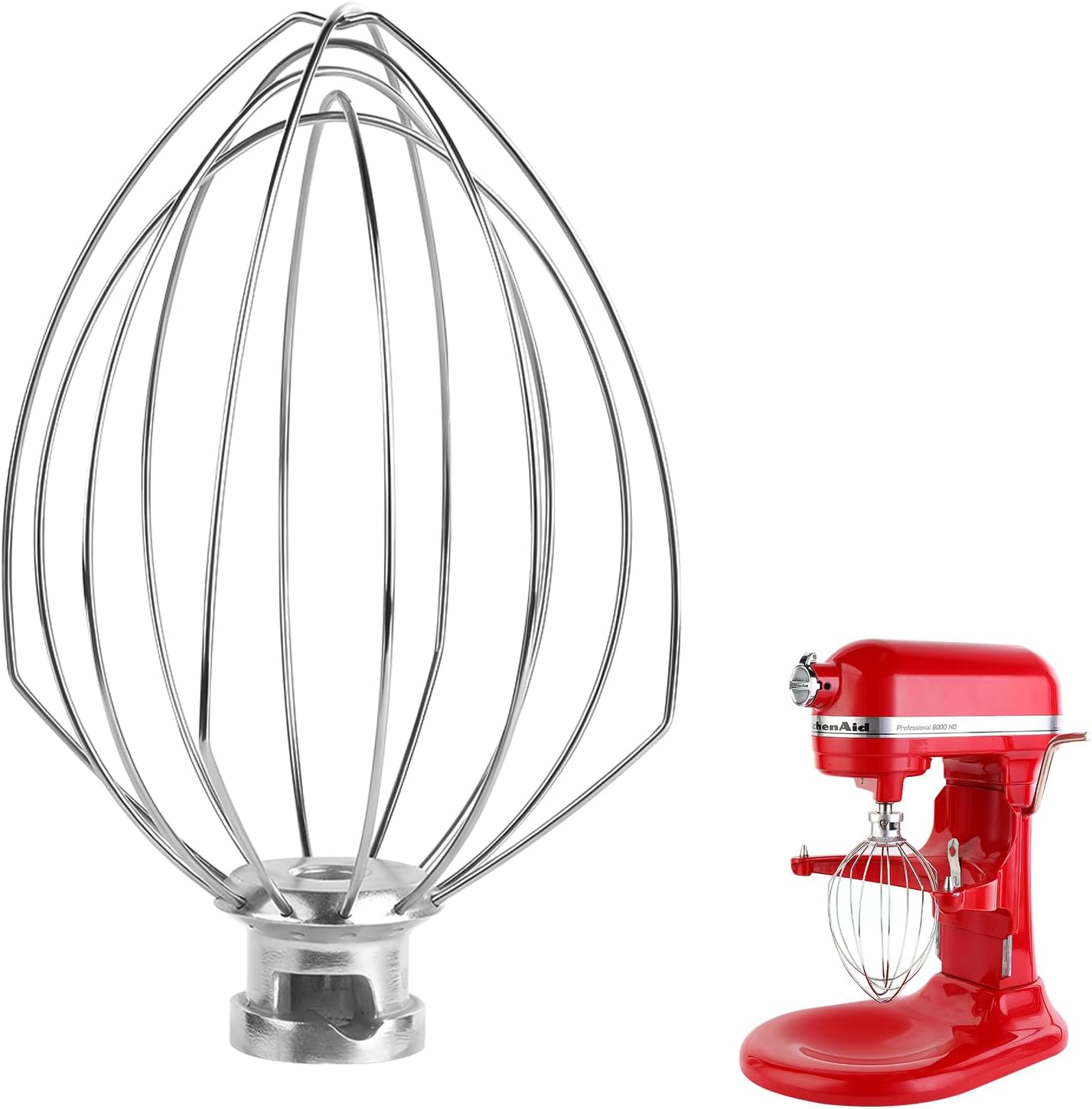 Stainless Steel 3 Piece kit Attachments，Dough Hook 6 Wire Whisk Flat Beater Compatible with KitchenAid 5 Plus -6QT Mixer，Bowl Lift Stand Mixer Accessory，Rust Resistant，Dishwasher Safe