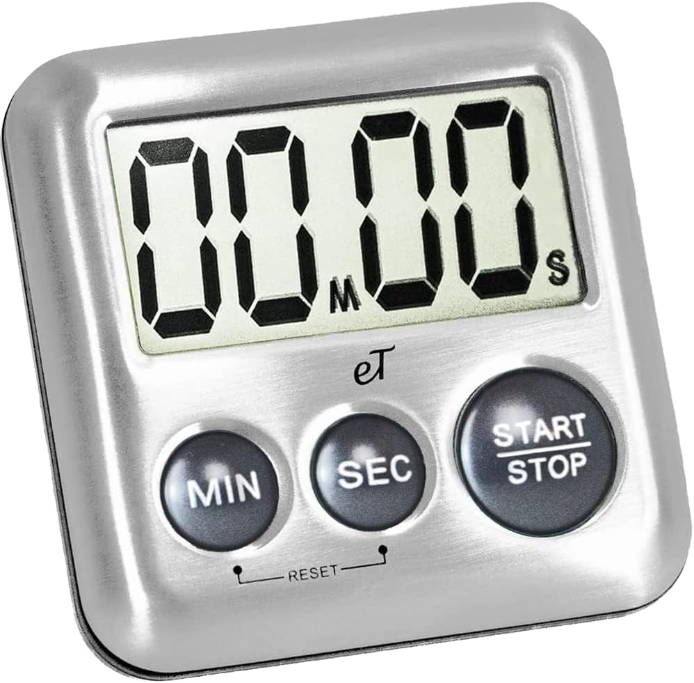 Elegant Digital Kitchen Timer Stainless Steel - Plumberry - Strong Magnetic Back - Kickstand - Loud Alarm - Large Display - Auto Memory - Auto Shut-Off - Model eT-24 (Plumberry) by eTradewinds