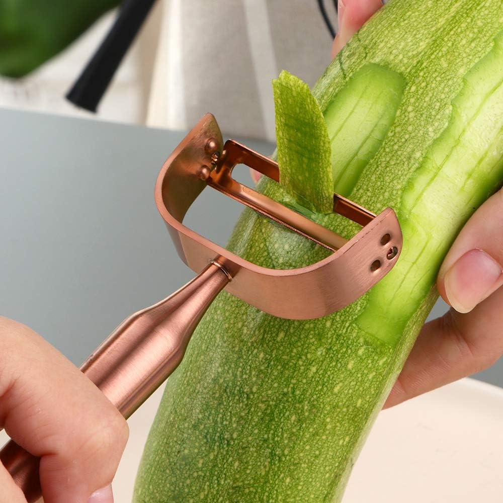 Stainless Steel Vegetable Peeler Gold 2 Pieces, with Potato Eye Remover & Swiveling Twin Blades, Y Shaped Titan Potato Peeler for Fruit & Veggie, Dishwasher Safe