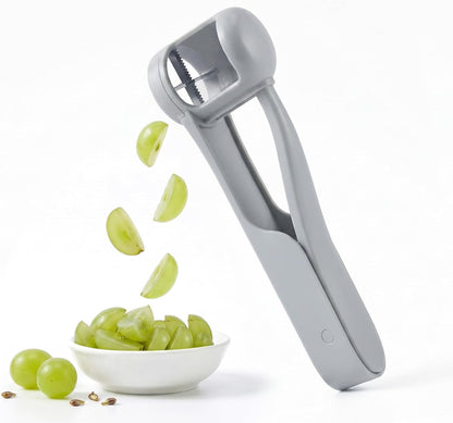 Homnoble Grape Cutter for Toddlers & Baby - Stainless Steel Grape & Cherry Tomato Slicer for Kids Lunch Box - Portable Small Fruit Quarterer Tool, Prep for Salad & Healthy Snacks