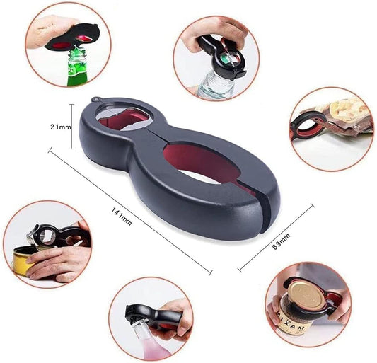 Helping Hand Senior Arthritis Can Opener - 6 in 1 Bottle & Jar Opener with Adjustable Silicone Grip