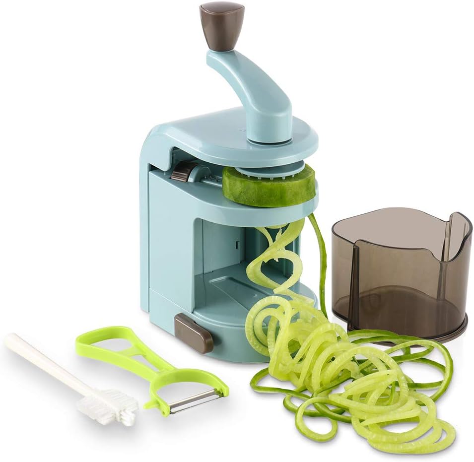Ourokhome Zucchini Noodle Maker Spaghetti Spiralizer - 5 Blades Vegetable Slicer for Veggie Noodles and Curly Chips