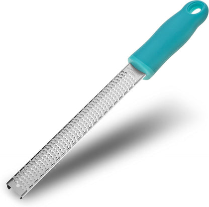 Lemon Zester, Stainless Steel Kitchen Cheese Grater, Plastic Cover Ergonomic Soft Black Handle