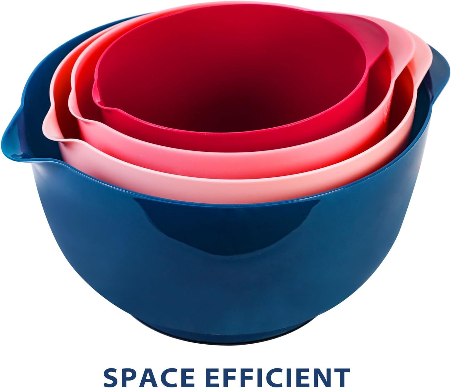 BoxedHome Green Ombre Nesting Plastic Mixing Bowl Set With Pour Spout, Microwave and Dishwasher Safe, BPA free Non-Slip Base, Set of 4 Size 1.7, 2.5, 3.5 and 4.5qt, Great for Prepping, Baking, Cooking
