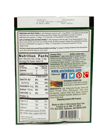 Uncle Dan’s, Creamy Ranch | 4.5oz Shaker – 4.5oz Shaker Bottle